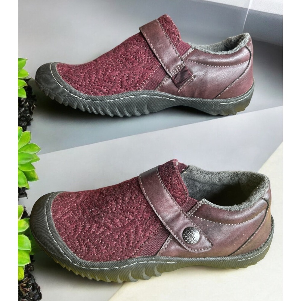 Jbu Jambu Blakely Shoes Womens 6.5M Slip On Faux Fur Lined Burgundy Faux Leather - Picture 3 of 8